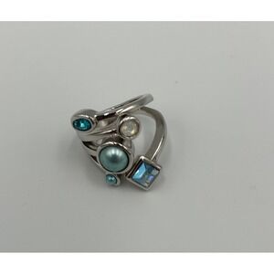 Lia Sophia Celestial Design Women's Ring Silver‎ Tone 5 Stones